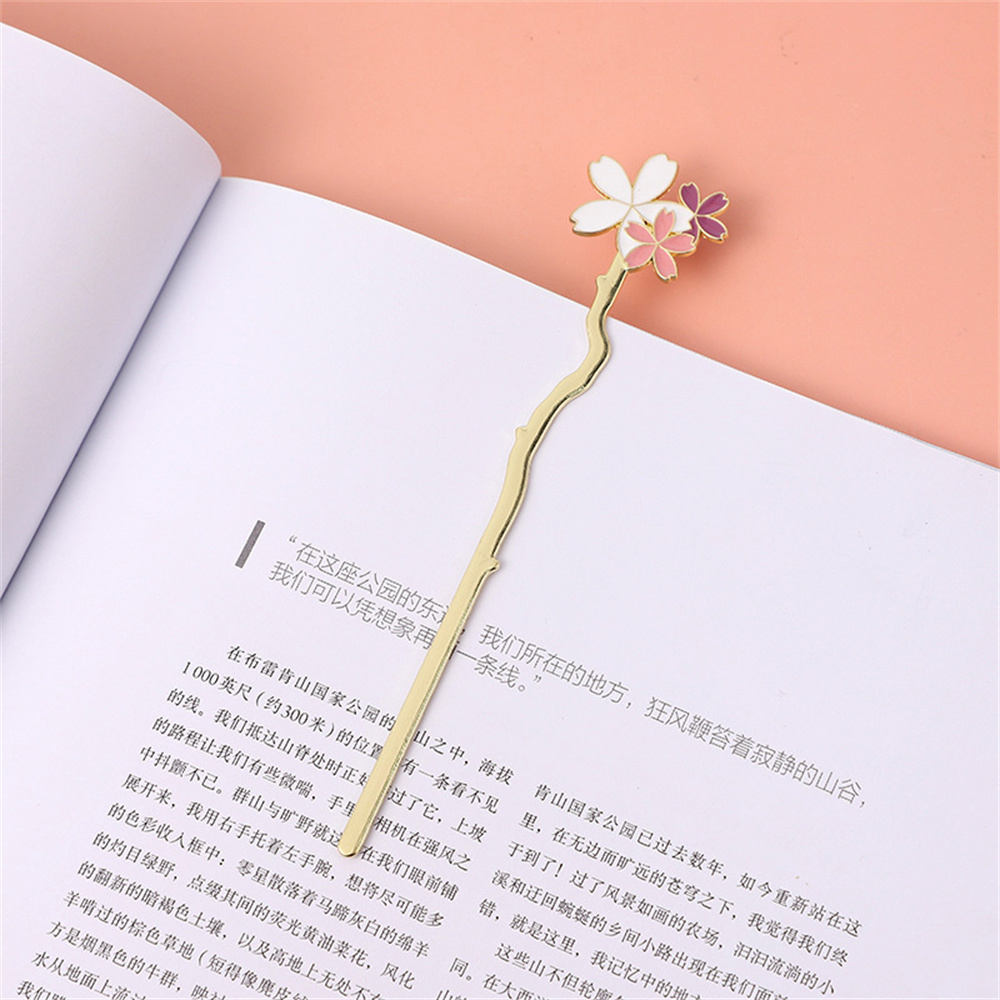 Dried Flower Bookmark - Marque-page en métal Sakura, fleur créative,