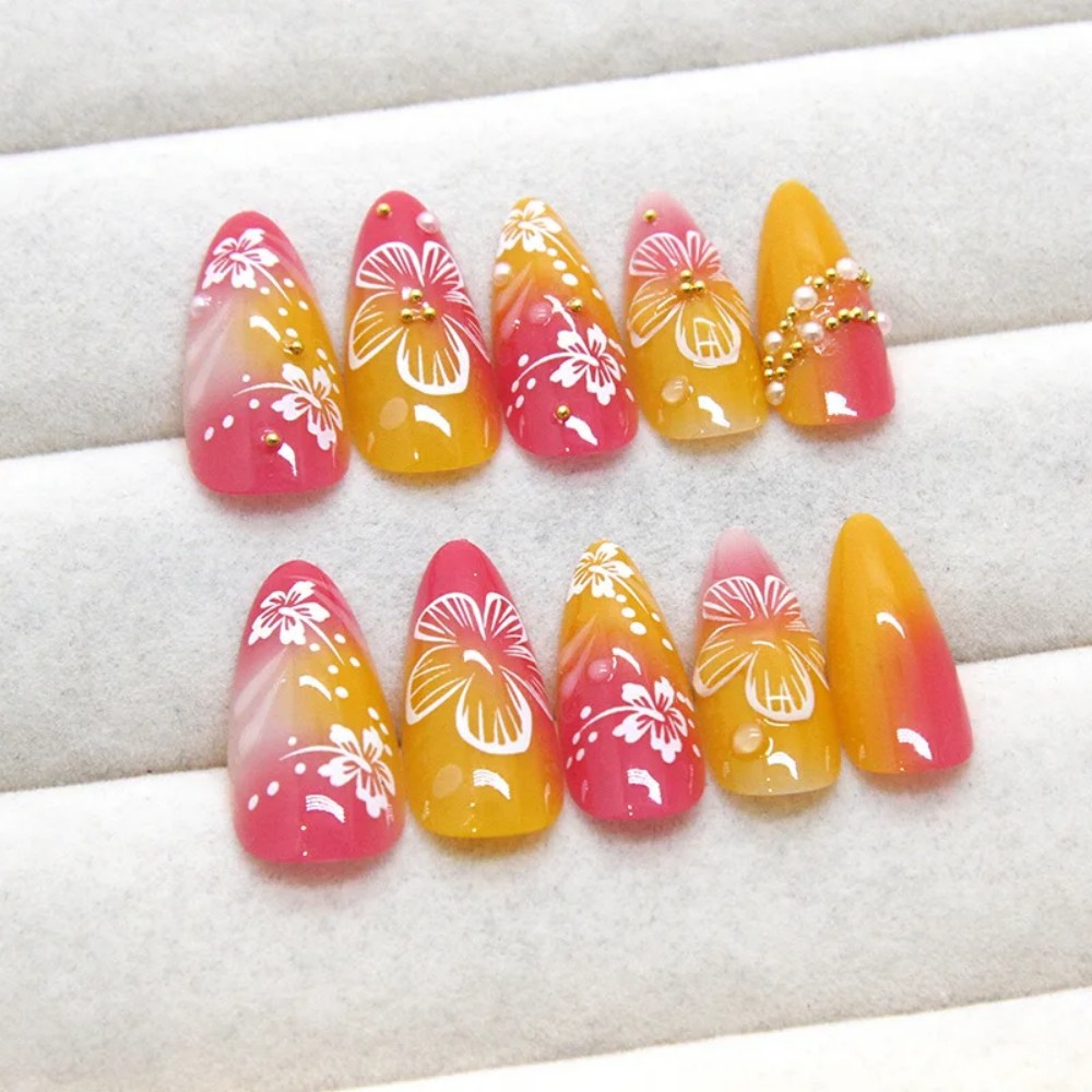 24 faux ongles en amande rose  - Pressed Flower Art avis et prix