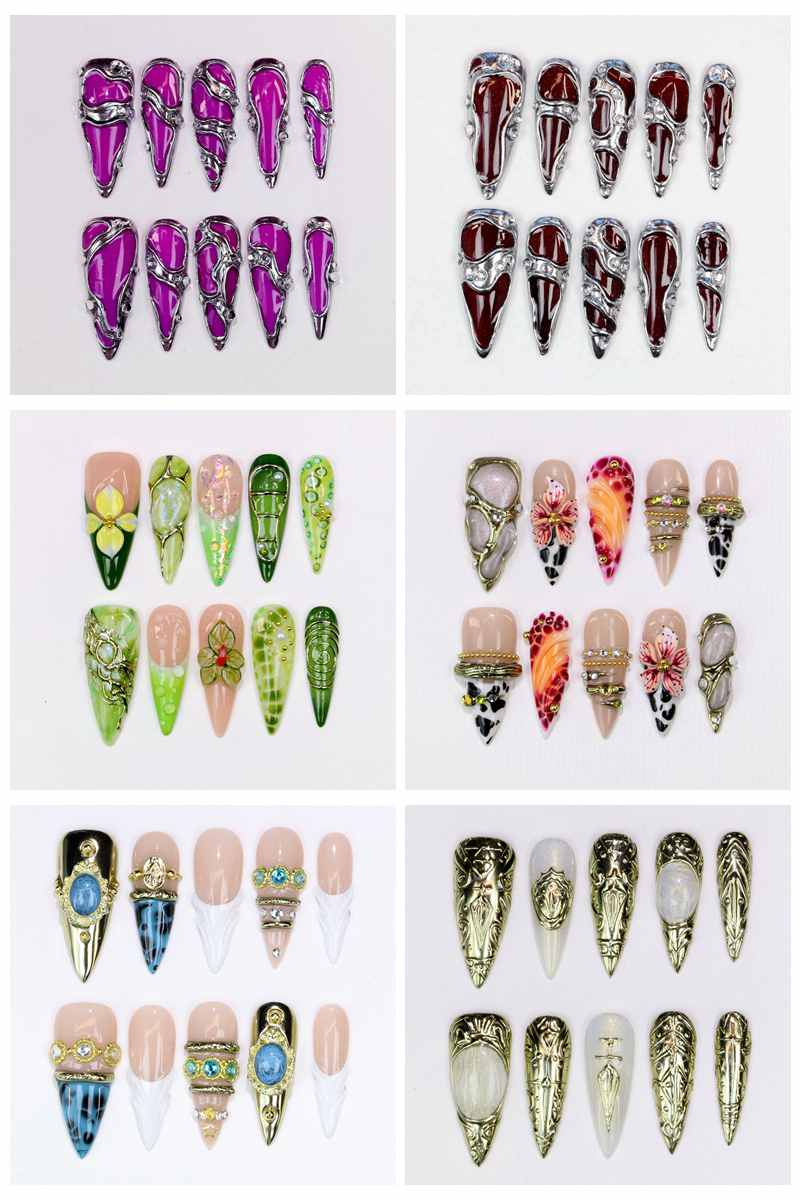 10 faux ongles longs en forme  - Pressed Flower Art avis et prix