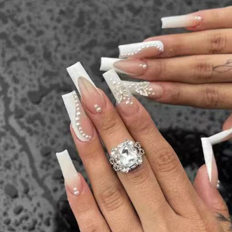 24 pièces longs faux ongles de - Pressed Flower Art avis et prix