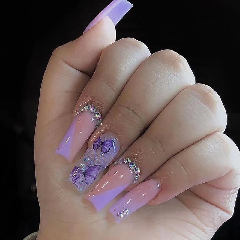 24 pièces longs faux ongles de - Pressed Flower Art avis et prix